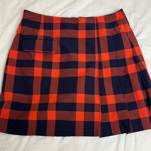 Tory Sport Orange and Blue A-Line Mini Skirt